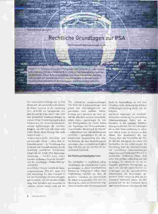 Vorschauseite 1: Rechtliche Grundlagen zur PSA