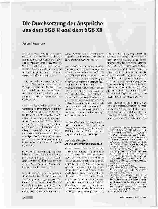 Vorschauseite 1: Die Durchsetzung der Ansprüche aus dem SGB II und dem SGB XII