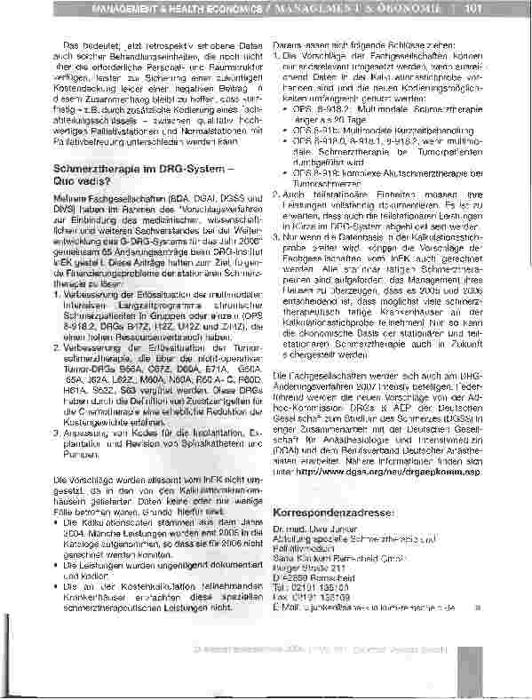 Vorschauseite 3: Schmerztherapie und Palliativmedizin unter DRG-Bedingungen
