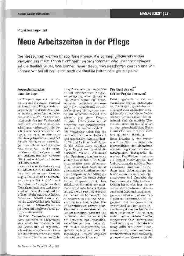 Vorschauseite 1: Neue Arbeitszeiten in der Pflege