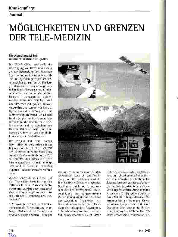 Vorschauseite 1: Möglichkeiten und Grenzen der Tele-Medizin
