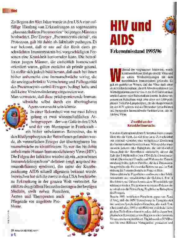 Vorschauseite 1: HIV und Aids Erkenntnisstand 1995/96