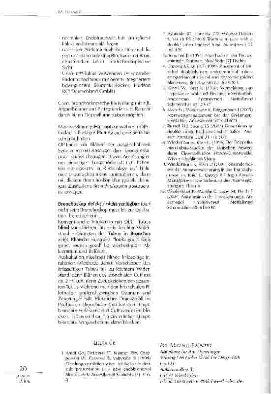 Vorschauseite 5: FIBEROPTISCHE PLATZIERUNG DES DOPPELLUMEN-TUBUS (DLT)
