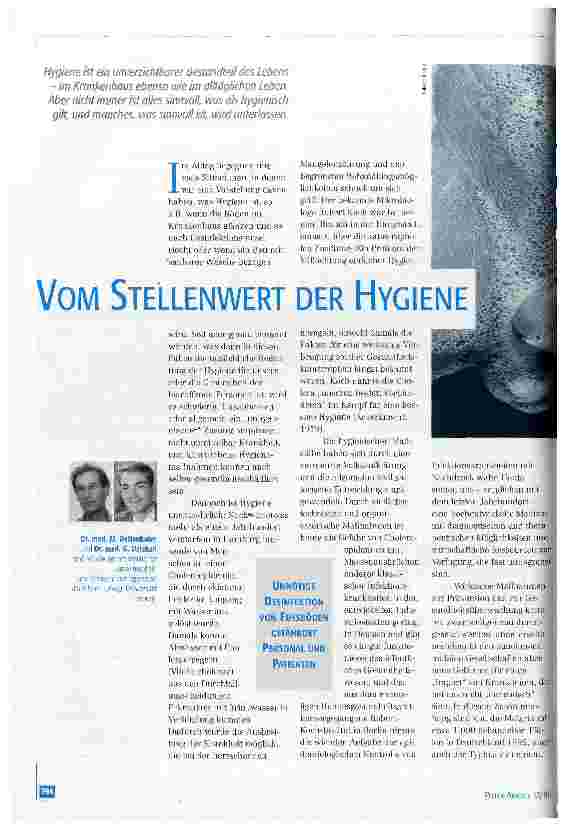 Vorschauseite 1: Vom Stellenwert der Hygiene