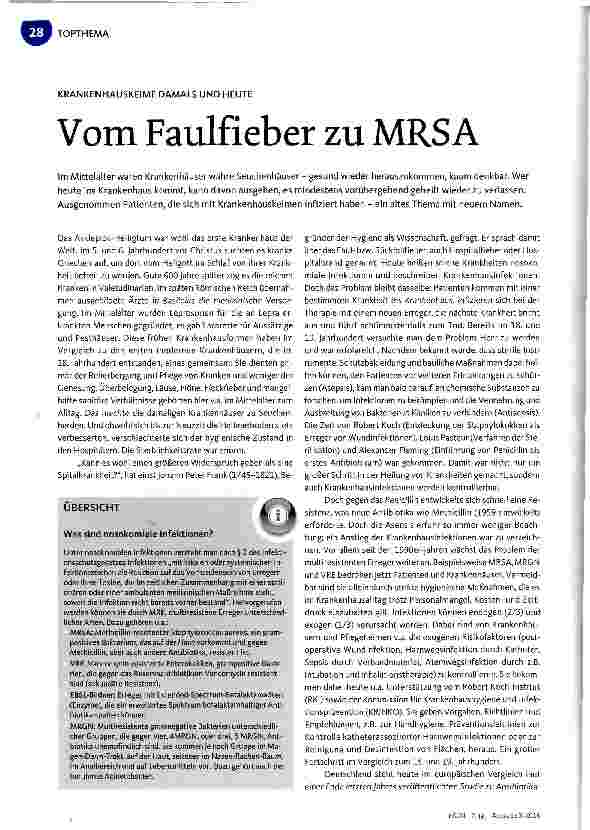 Vorschauseite 1: Vom Faulfieber zu MRSA