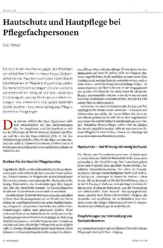 Vorschauseite 1: Hautschutz und Hautpflege bei Pflegefachpersonen