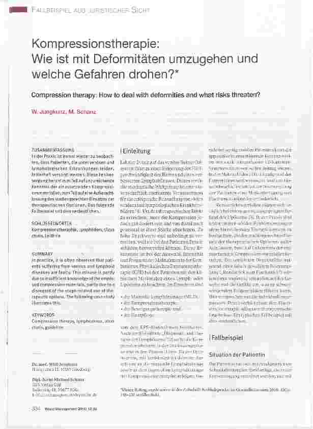 Vorschauseite 1: Kompressionstherapie: Wie ist mit Deformitäten umzugehen und welche Gefahren drohen?