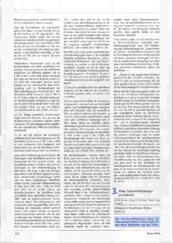 Vorschauseite 6: Zur Patientenverfügung §§ 1901a, 1901b, 1904 BGB Schlagworte: Kontrollbetreuer, Vollmacht