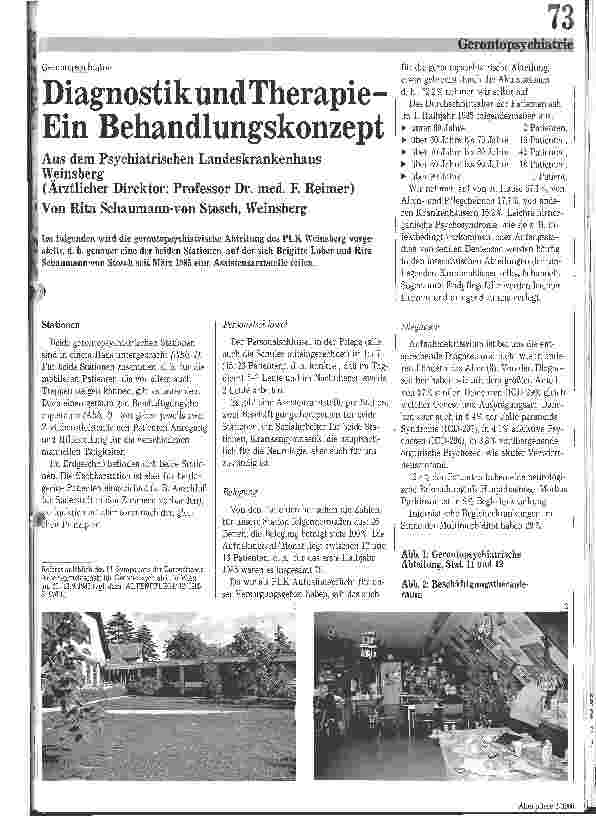Vorschauseite 1: Diagnostik und Therapie- Ein Behandlungskonzept Aus dem Psychiatrischen Landeskrankenhaus Weinsberg