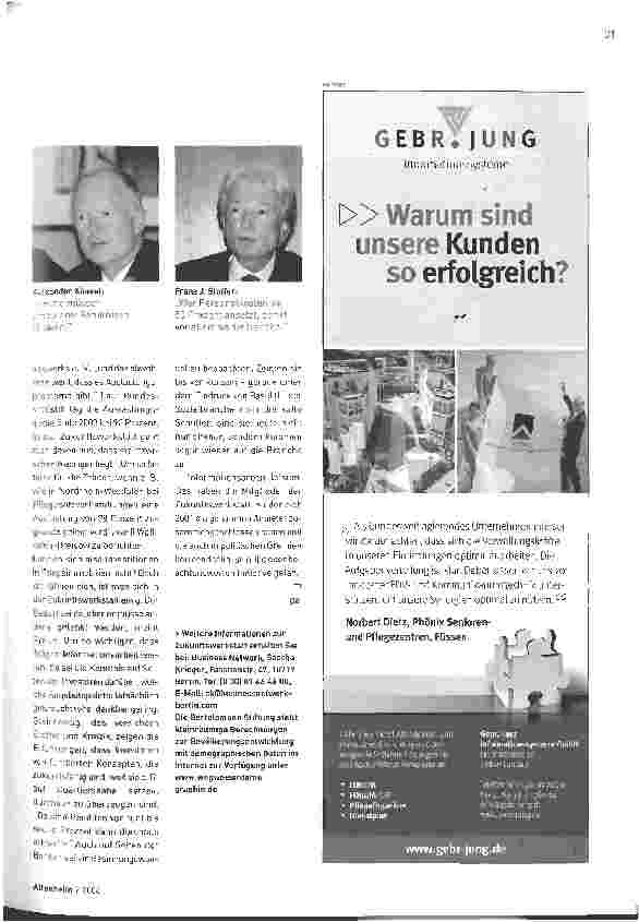 Vorschauseite 2: WIR BRAUCHEN KEINE IMMOBILIENBLASE WIE IN ANDEREN BRANCHEN Experten der Zukunftswerkstatt kritisieren Bedarfsprognosen zu neuen Pflegeplätzen