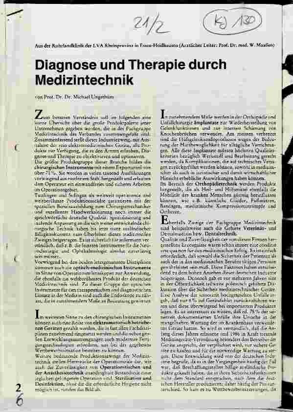 Vorschauseite 1: Diagnose und Therapie durch Medizintechnik