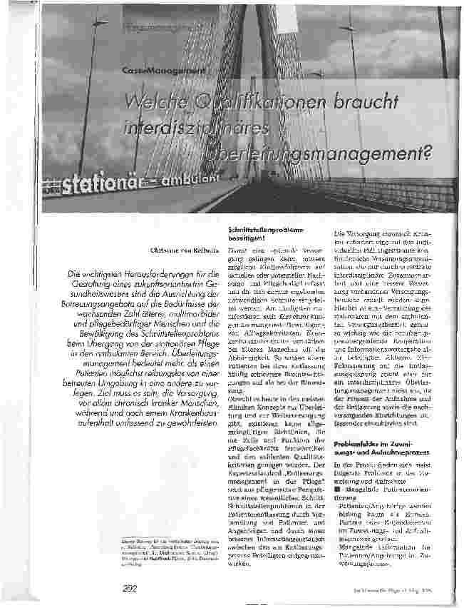 Vorschauseite 1: Welche Qualifikationen braucht interdisziplinäres Überleitungsmanagement?