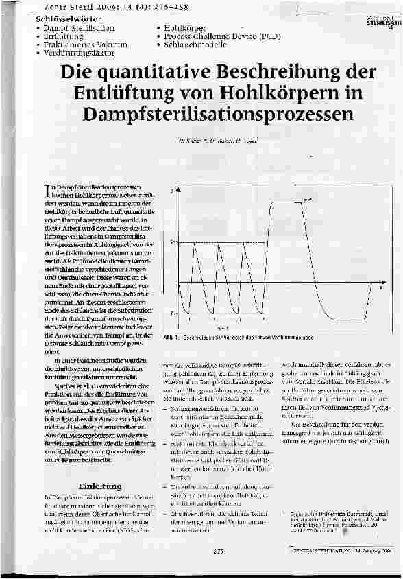 Vorschauseite 1: Die quantitative Beschreibung der Entlüftung von Hohlkörpern in Dampfsterilisationsprozessen