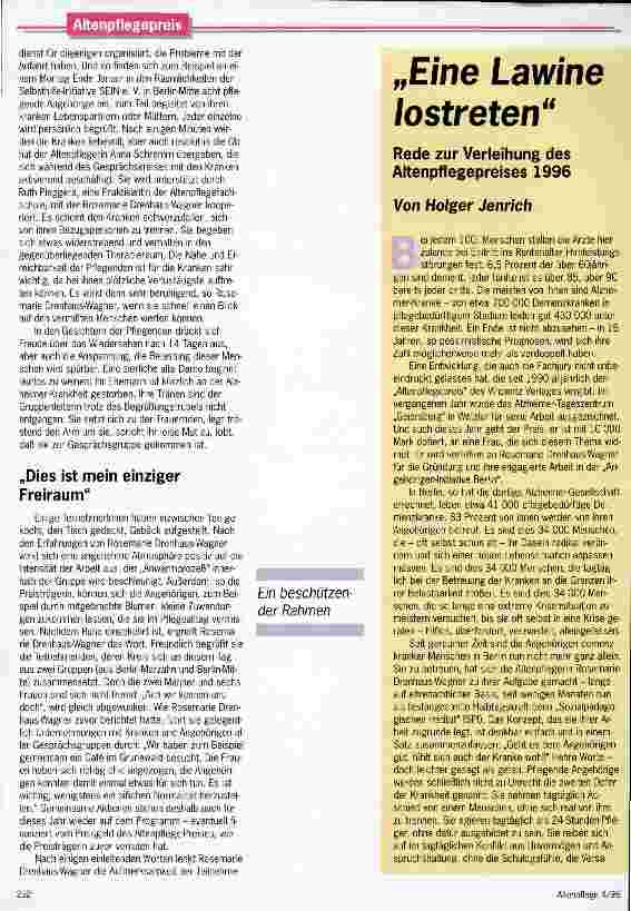Vorschauseite 3: Endlich hat mir jemand geglaubt Eine Berliner Initiative unterstützt pflegende Angehörige von Alzheimer-Kranken