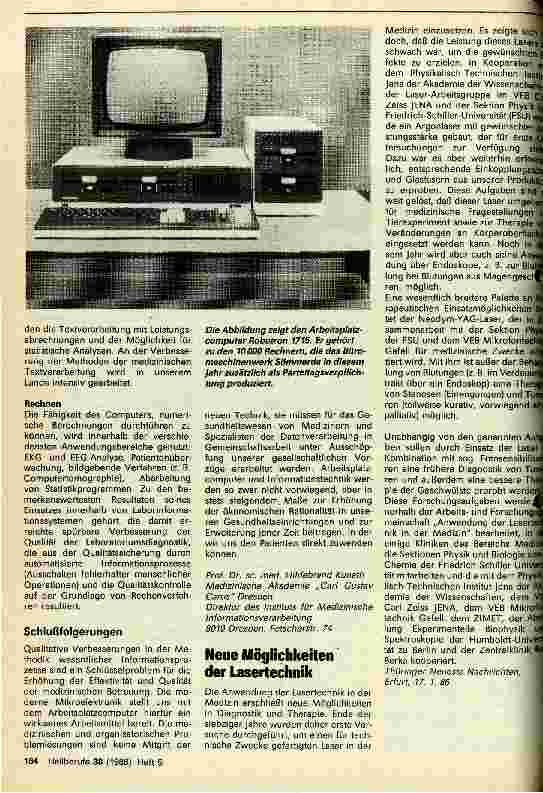 Vorschauseite 2: Perspektiven des Einsatzes von Arbeitsplatzcomputern in Gesundheitseinrichtungen.