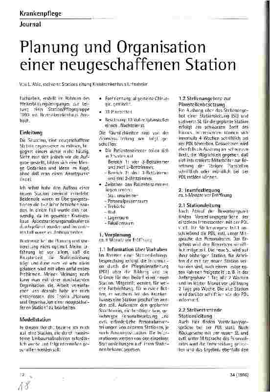 Vorschauseite 1: Planung und Organisation einer neugeschaffenen Station