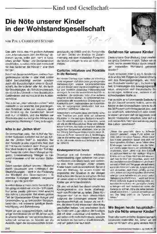Vorschauseite 1: Die Nöte unserer Kinder in der Wohlstandsgesellschaft