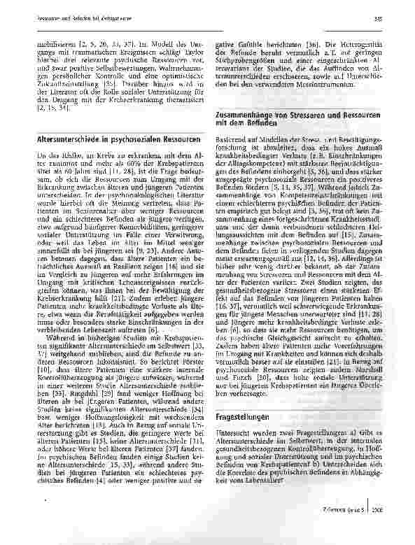 Vorschauseite 2: Altersunterschiede in psychosozialen Ressourcen und im Befinden von Krebspatienten am Beginn einer Chemotherapie