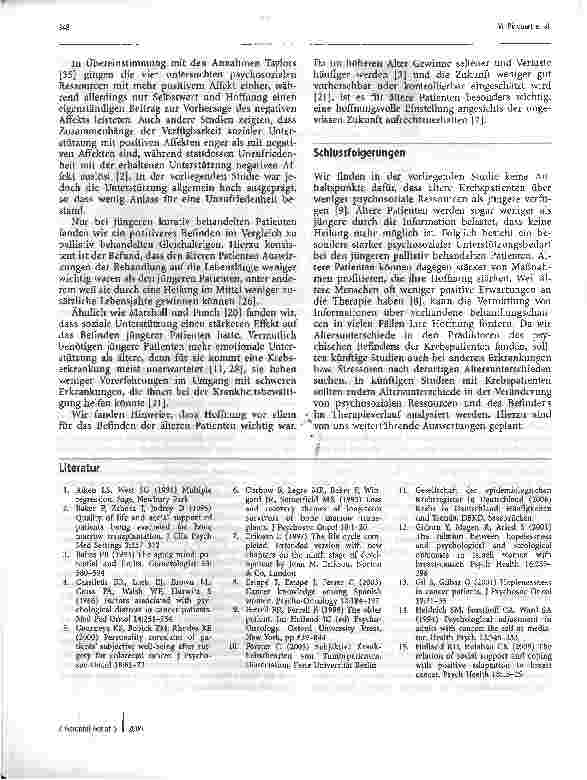 Vorschauseite 5: Altersunterschiede in psychosozialen Ressourcen und im Befinden von Krebspatienten am Beginn einer Chemotherapie