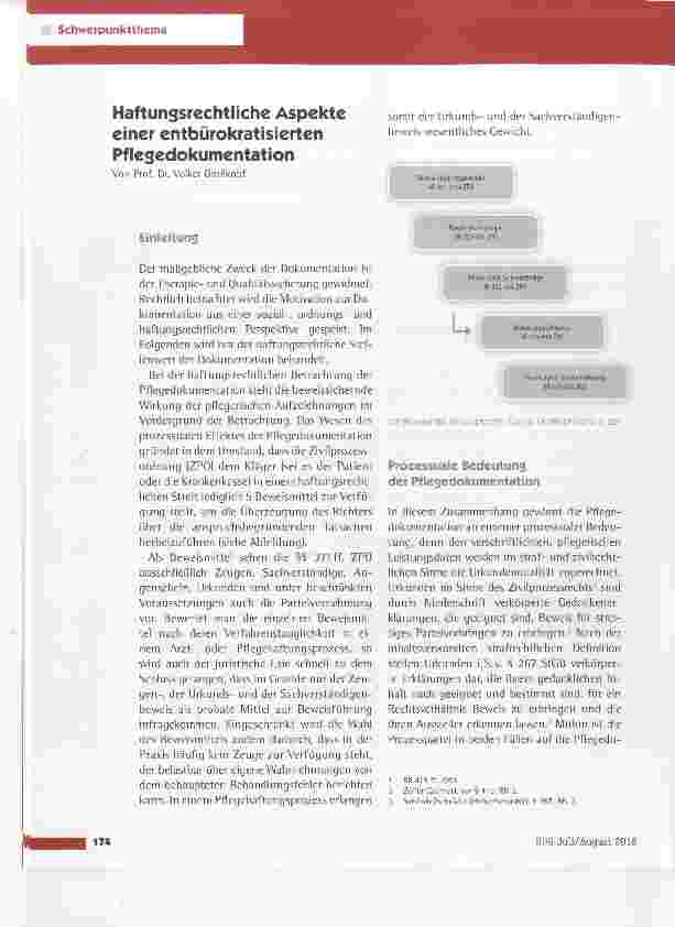 Vorschauseite 1: Haftungsrechtliche Aspekte einer entbürokratisierten Pflegedokumentation