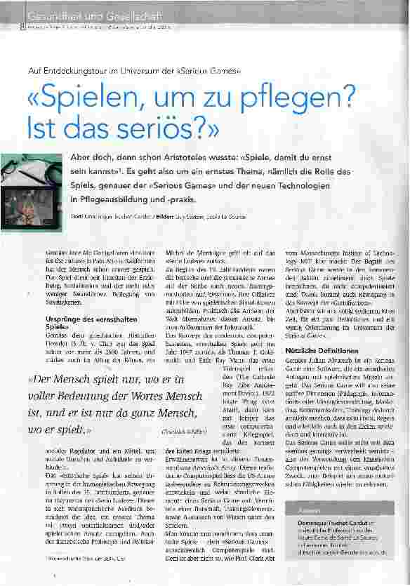 Vorschauseite 1: Spielen, um zu pflegen? Ist das seriös?