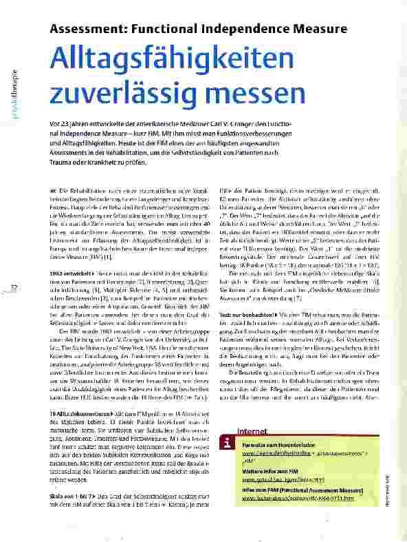 Vorschauseite 1: Assessment: Functional Independence Measure Alltagsfähigkeiten zuverlässig messen