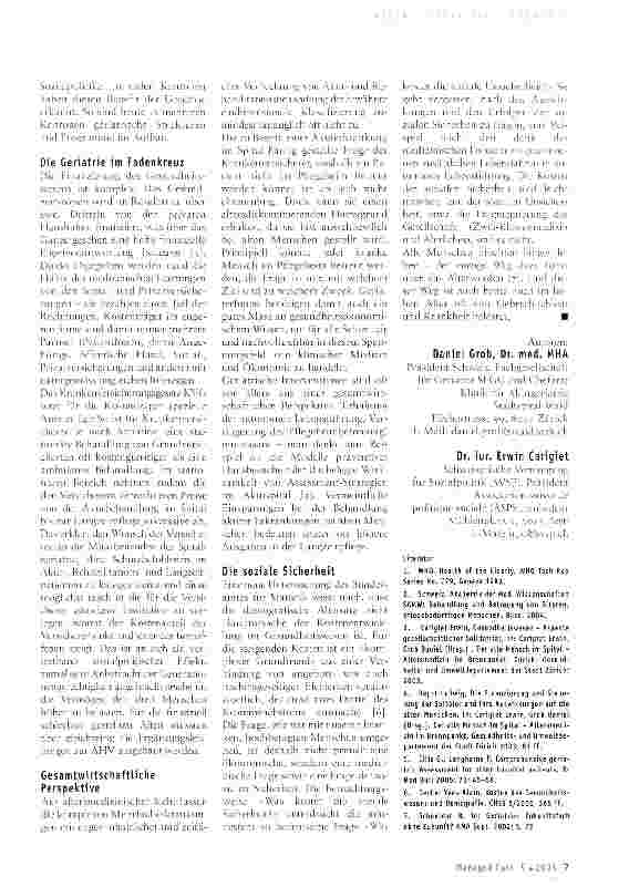 Vorschauseite 2: Geriatrie im Spannungsfeld von Gesundheitsund Sozialpolitik