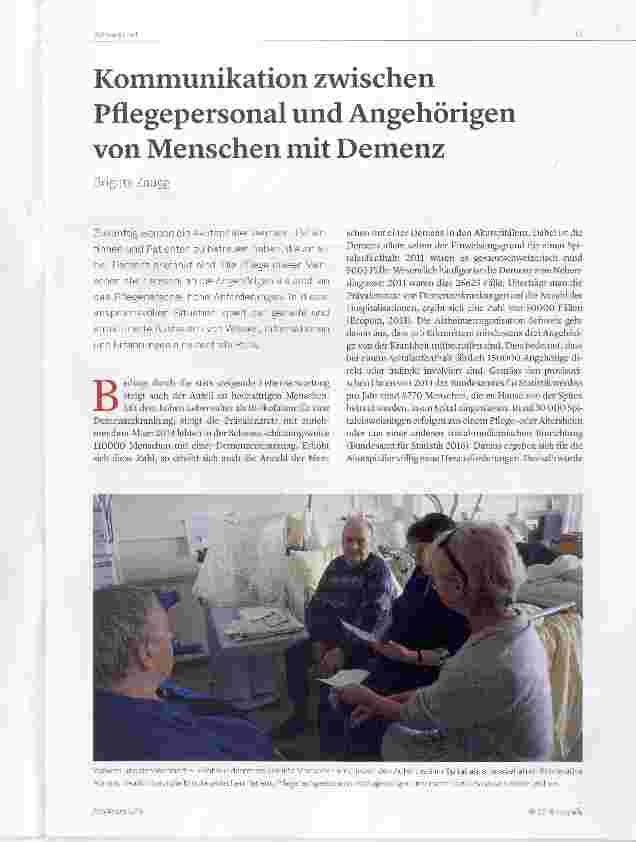 Vorschauseite 1: Kommunikation zwischen Pflegepersonal und Angehörigen von Menschen mit Demenz
