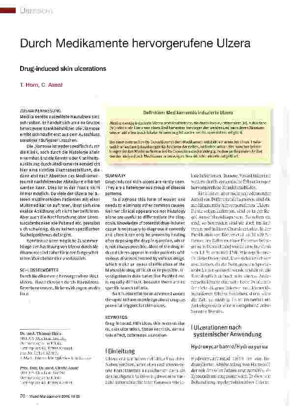 Vorschauseite 1: Durch Medikamente hervorgerufene Ulzera