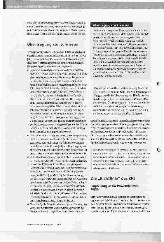 Vorschauseite 4: Prävention von MRSA-Übertragungen