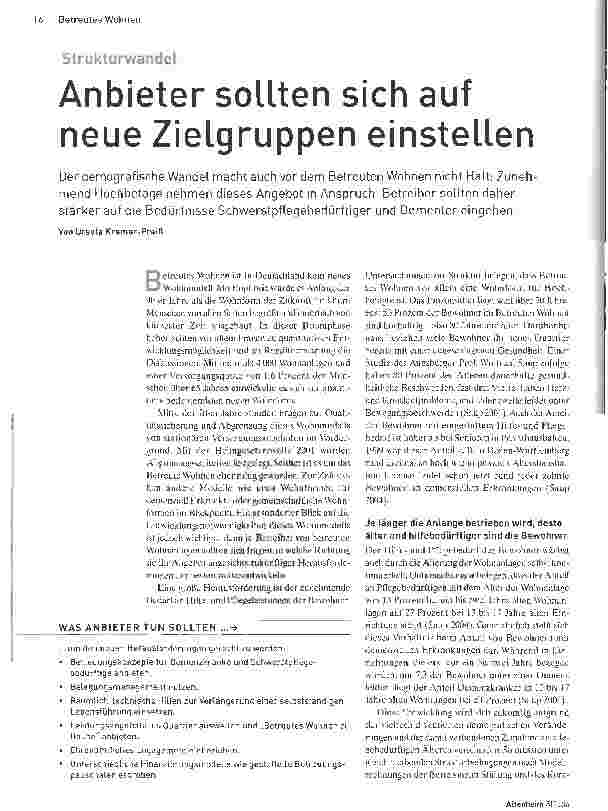 Vorschauseite 1: Anbieter sollten sich auf neue Zielgruppen einstellen