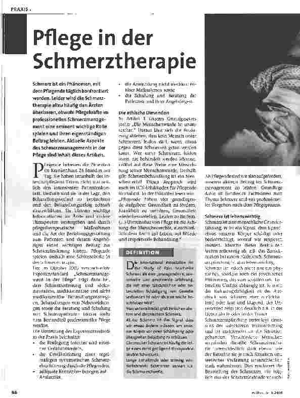 Vorschauseite 1: Pflege in der Schmerztherapie
