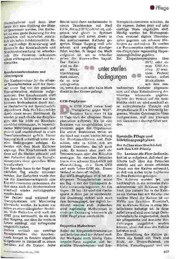 Vorschauseite 3: Pflege während einer Knochenmarktransplantation
