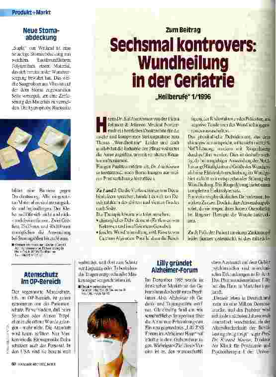 Vorschauseite 1: Sechsmal kontrovers: Wundheilung in der Geriatrie Leserbrief zu einem Artikel in Heilberufe 1/1996