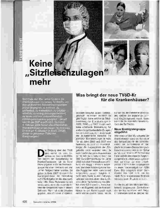 Vorschauseite 1: Keine Sitzfleischzulagen mehr - Was bringt der neue TVöD-Kr für die Krankenhäuser?