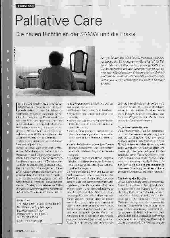Vorschauseite 1: Palliative CareDie neuen Richtlinien der SAMW und die Praxis