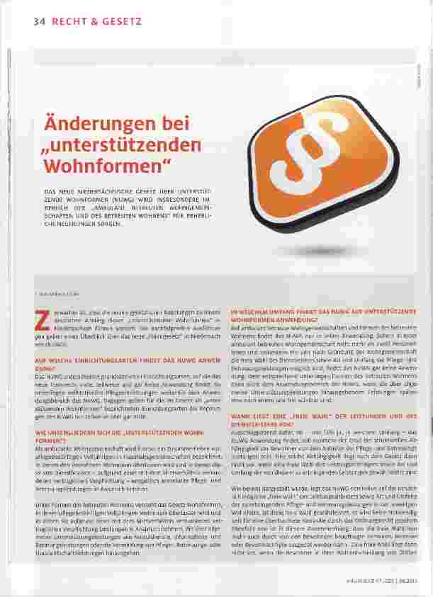 Vorschauseite 1: Änderungen bei „unterstützenden Wohnformen