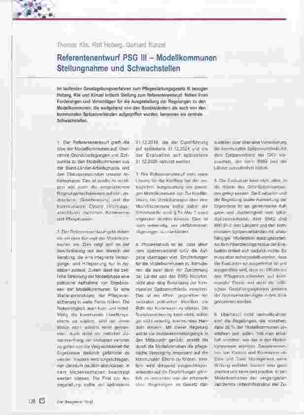 Vorschauseite 1: Referentenentwurf PSG IN Modellkommunen Stellungnahme und Schwachstellen
