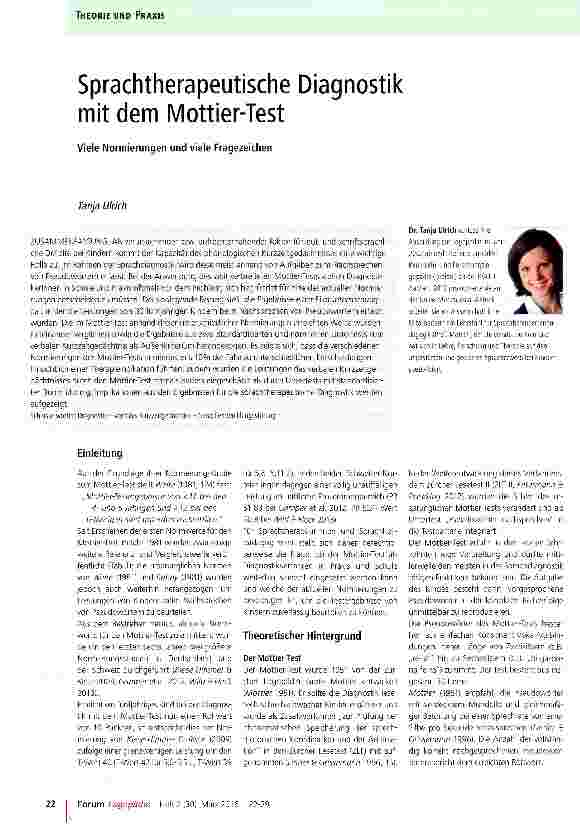 Vorschauseite 1: Sprachtherapeutische Diagnostik mit dem Mottier-Test