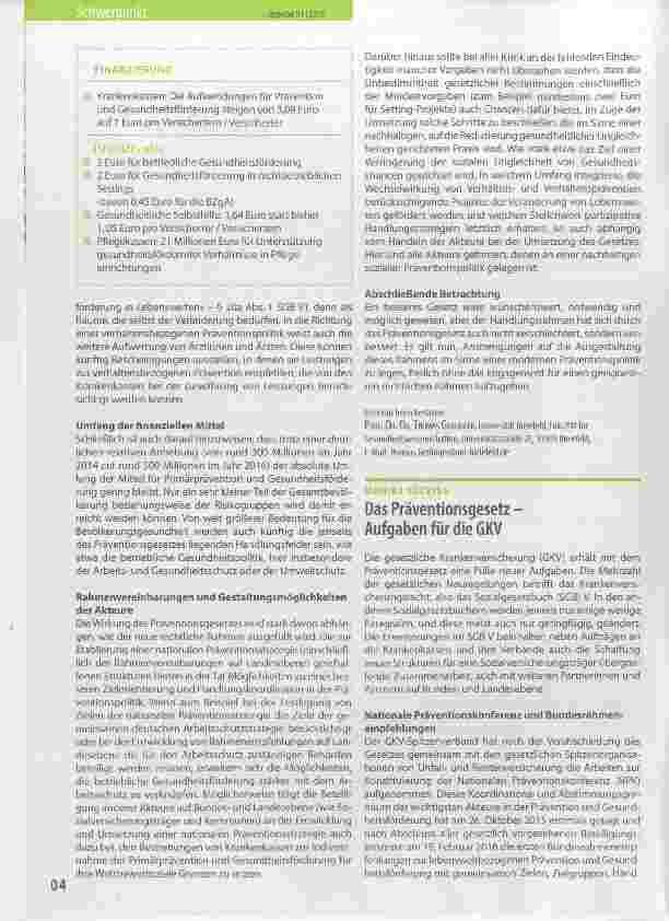 Vorschauseite 2: Chancen und Grenzen des Präventionsgesetzes