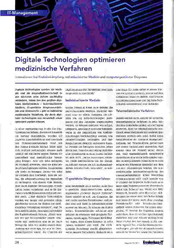 Vorschauseite 1: Digitale Technologien optimieren medizinische Verfahren