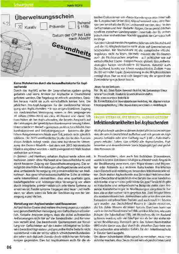 Vorschauseite 1: Infektionskrankheiten bei Asylsuchenden