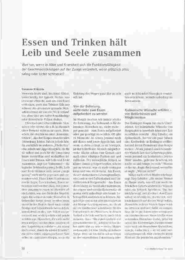Vorschauseite 1: Essen und Trinken hält Leib und Seele zusammen