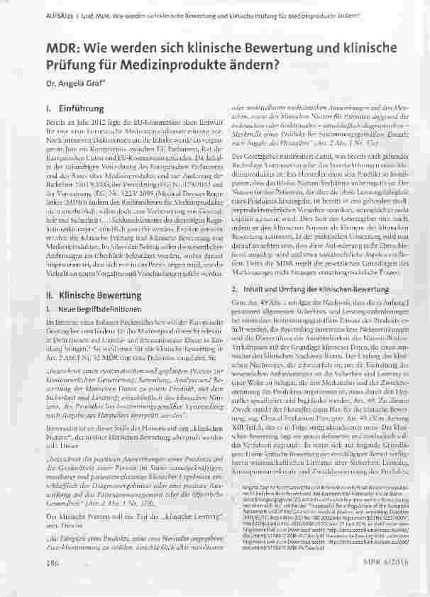 Vorschauseite 1: MDR: Wie werden sich klinische Bewertung und klinische Prüfung für Medizinprodukte ändern?