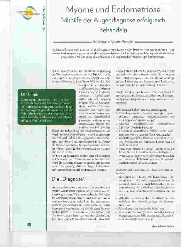 Vorschauseite 1: Myome und Endometriose Mithilfe der Augendiagnose erfolgreich behandeln