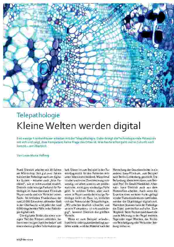 Vorschauseite 1: Telepathologie: Kleine Welten werden digital.
