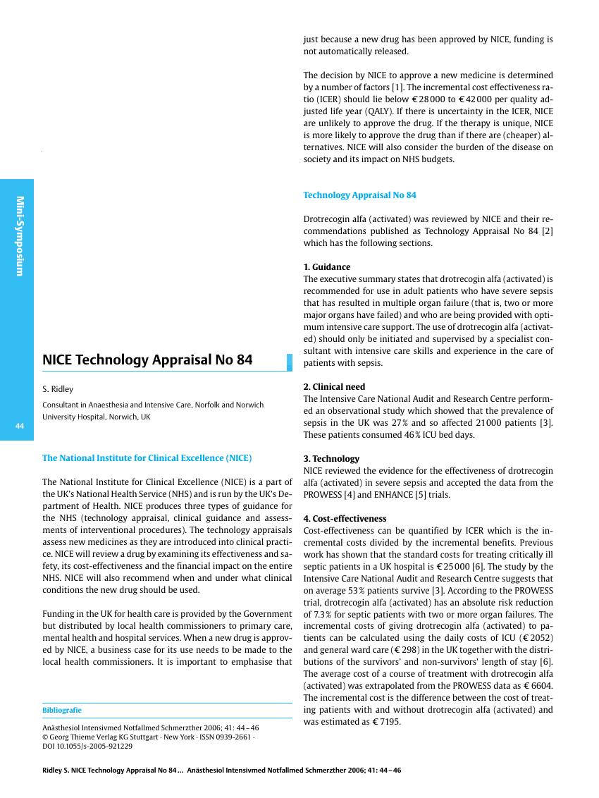 Vorschauseite 1: NICE Technology Appraisal No 84