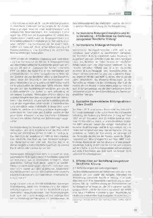 Vorschauseite 2: Harmonisierte Bildungsrahmenpläne in Werkstätten für behinderte Menschen und ihre wissenschaftliche Evaluation