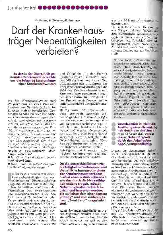 Vorschauseite 1: Darf der Krankenhausträger Nebentätigkeiten verbieten?