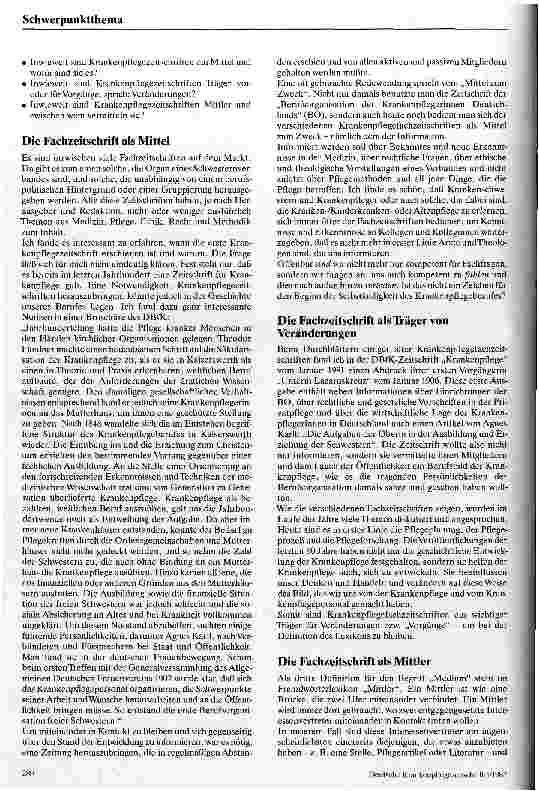 Vorschauseite 2: Können Krankenpflegezeitschriften ein Medium für die Krankenpflege sein